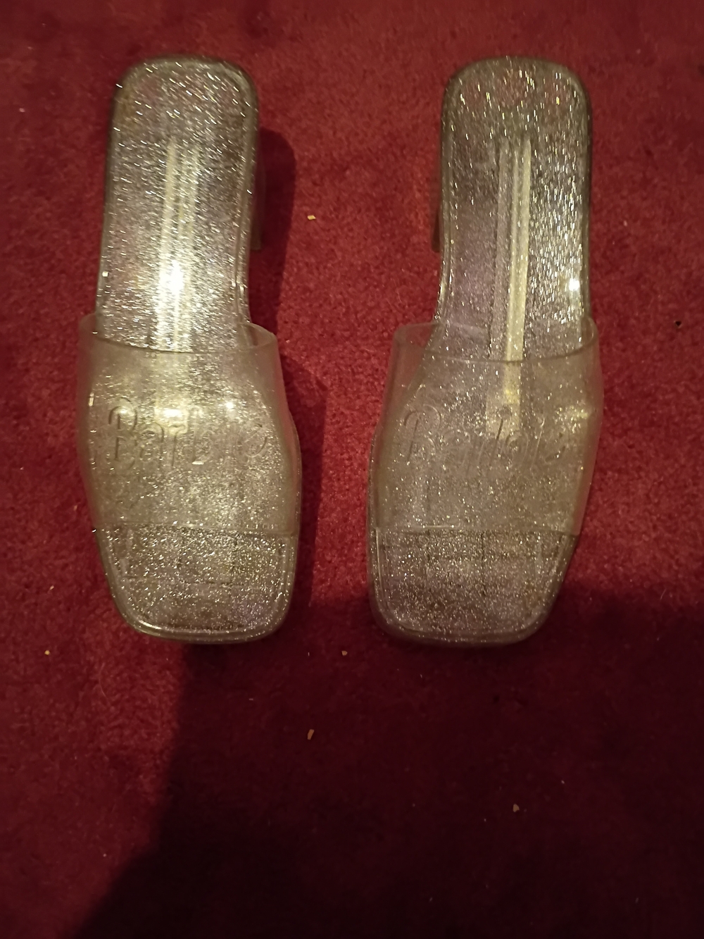 Barbie Silver Glitter Slide Sandals for Women